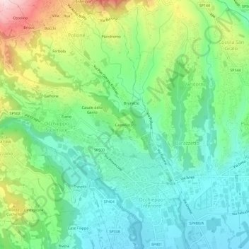 Carte topographique Castellazzo, altitude, relief