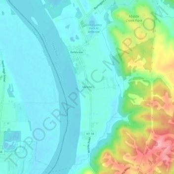 Carte topographique McVille, altitude, relief