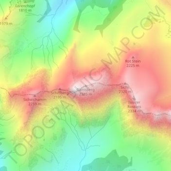 Carte topographique Gamsberg, altitude, relief