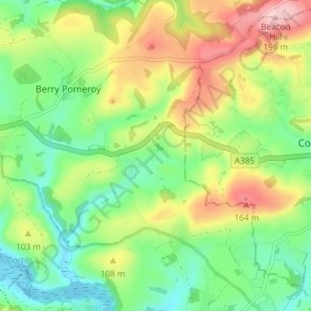 Carte topographique Longcombe, altitude, relief