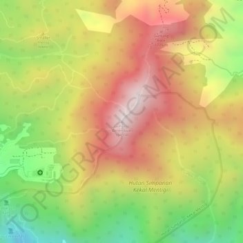 Carte topographique Gunung Berembun, altitude, relief