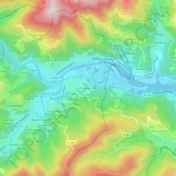 Carte topographique Le Vignal Ouest, altitude, relief