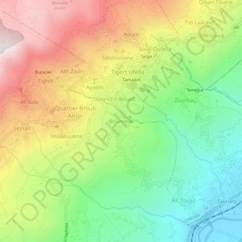 Carte topographique Boumelal, altitude, relief