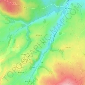 Carte topographique La Vallée, altitude, relief