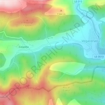 Carte topographique Mata el Redondo, altitude, relief