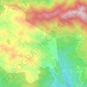Carte topographique Kyperounta, altitude, relief