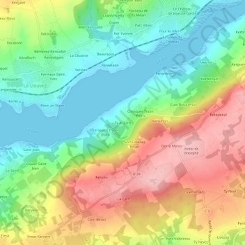 Carte topographique Ty ar Zant, altitude, relief
