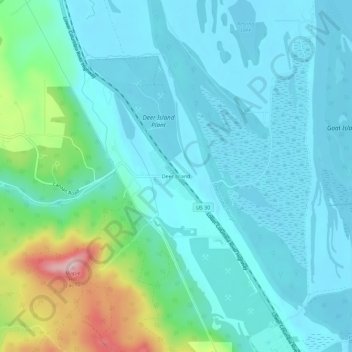 Carte topographique Deer Island, altitude, relief