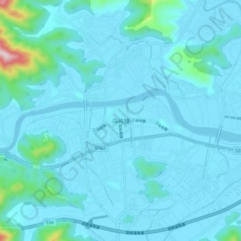 Carte topographique Mayu, altitude, relief