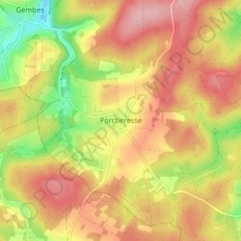 Carte topographique Porcheresse, altitude, relief