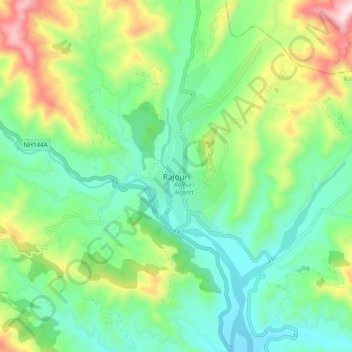 Carte topographique Rajouri, altitude, relief