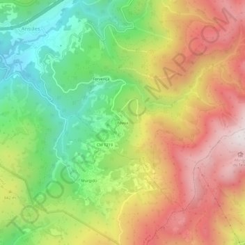 Carte topographique Póvoa, altitude, relief