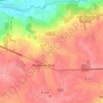 Carte topographique Chailloy, altitude, relief
