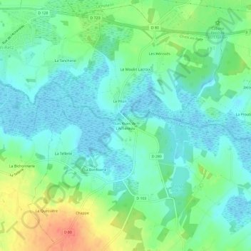 Carte topographique Les Rives de L'Acheneau, altitude, relief
