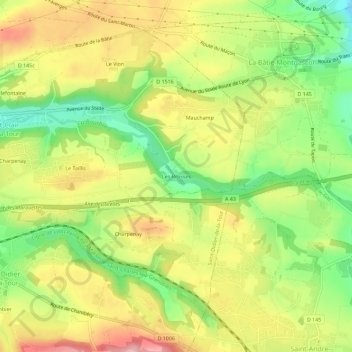 Carte topographique Les Brosses, altitude, relief