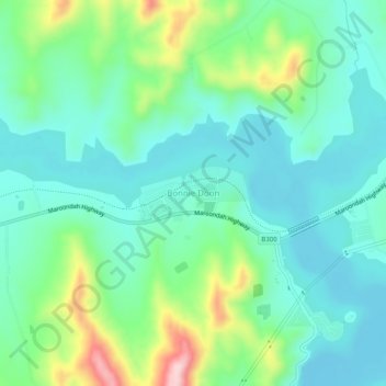 Carte topographique Bonnie Doon, altitude, relief