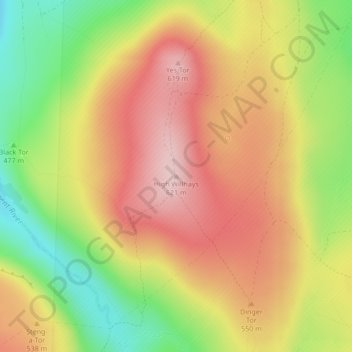 Carte topographique High Willhays, altitude, relief