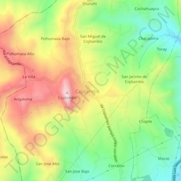 Carte topographique Cojitambo, altitude, relief