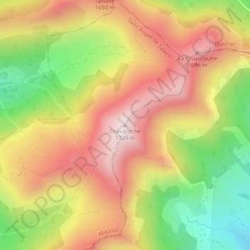 Carte topographique Chavaroche, altitude, relief