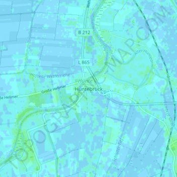 Carte topographique Huntebrück, altitude, relief