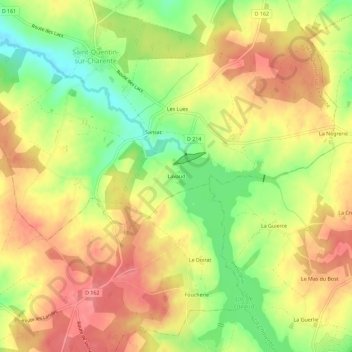 Carte topographique Lavaud, altitude, relief