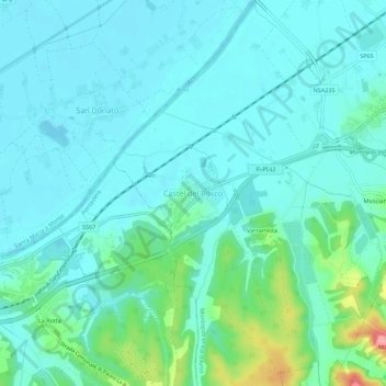 Carte topographique Castel del Bosco, altitude, relief