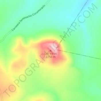 Carte topographique Las Varas, altitude, relief