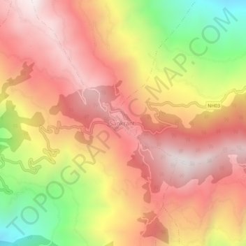 Carte topographique Sankranti, altitude, relief