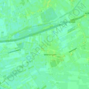 Carte topographique Oud Veeningen, altitude, relief