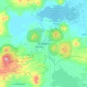 Carte topographique Uriangato, altitude, relief