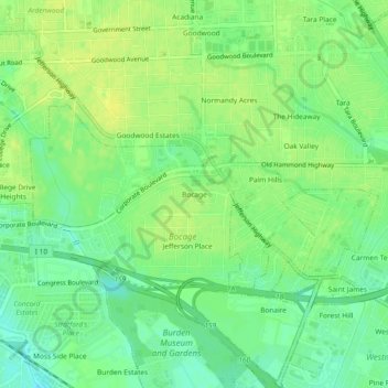 Carte topographique Bocage, altitude, relief