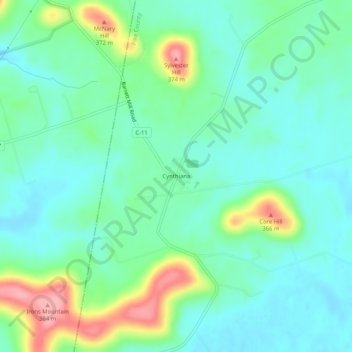 Carte topographique Cynthiana, altitude, relief