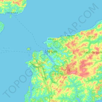 Carte topographique São Luís, altitude, relief