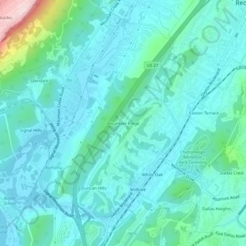 Carte topographique Mountain Ridge, altitude, relief
