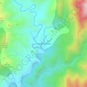 Carte topographique Malasya Uyungan, altitude, relief