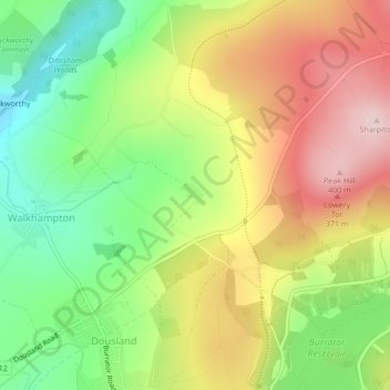 Carte topographique Peek Hill Farm, altitude, relief