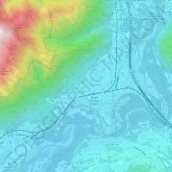 Carte topographique Borgo Livinal, altitude, relief
