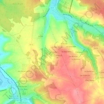 Carte topographique Le Petit Guillon, altitude, relief