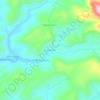 Carte topographique Varakkad, altitude, relief