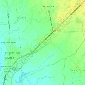 Carte topographique Bantug, altitude, relief