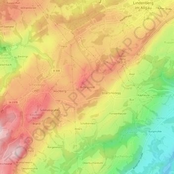 Carte topographique Buflingsried, altitude, relief
