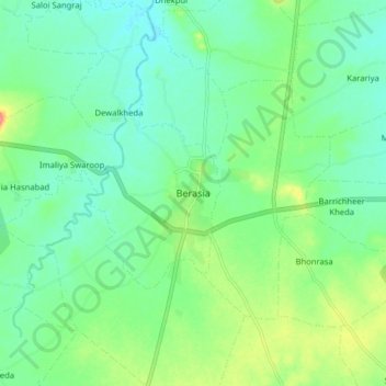 Carte topographique Berasia, altitude, relief