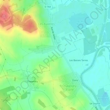 Carte topographique Pont Lagny, altitude, relief