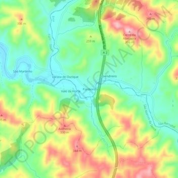 Carte topographique Pardieiro, altitude, relief