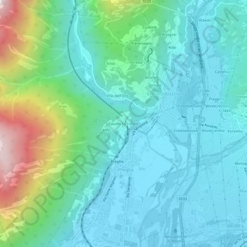 Carte topographique Favalle San Vitale, altitude, relief