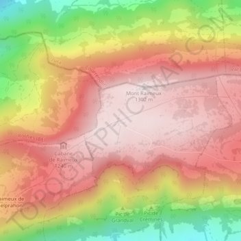 Carte topographique Raimeux de Grandval, altitude, relief