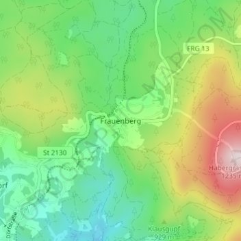 Carte topographique Frauenberg, altitude, relief