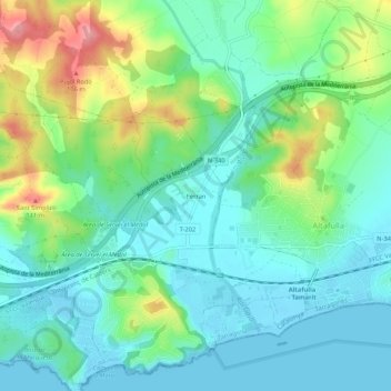 Carte topographique Ferran, altitude, relief