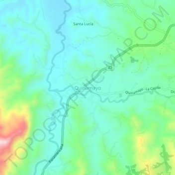 Carte topographique Quinamayo, altitude, relief