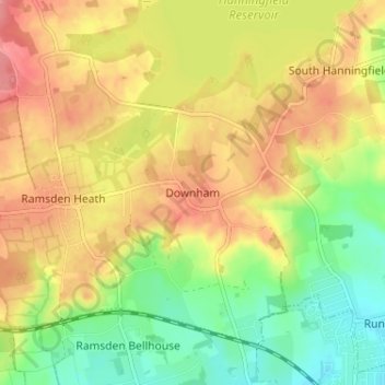 Carte topographique Downham, altitude, relief